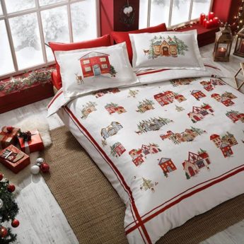 Двуспальный евро комплект TAC Santa Сатин ( Новогодний)