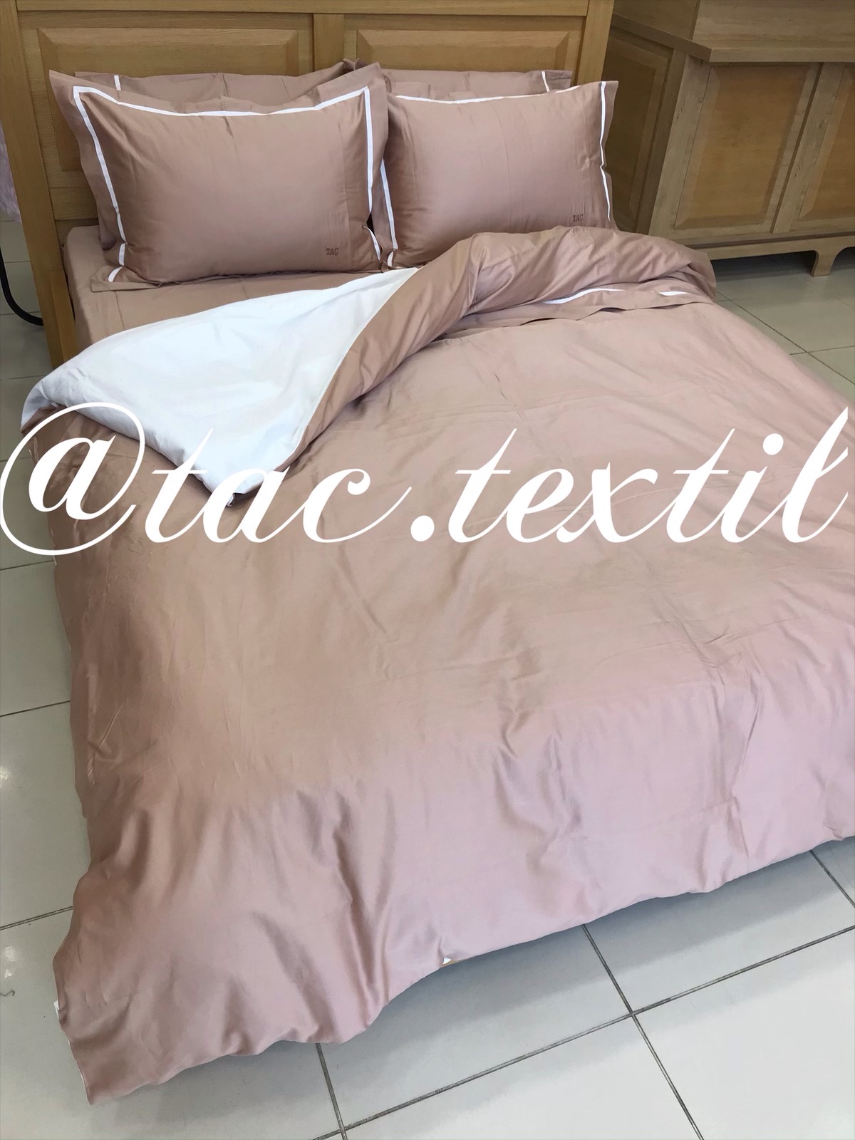 Двуспальный евро комплект TAC SATEN DELUX NV.TK PRESTIGE CK KAPUCINO — изображение 9