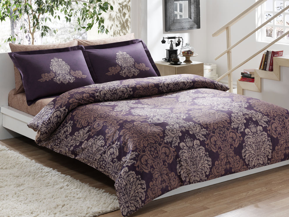 Двуспальное постельное белье TAC SATEN DELUX NV.TK PAVONA CK V7-MOR