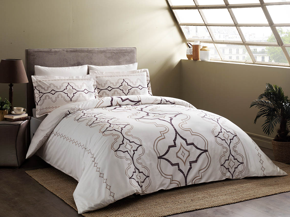 Двуспальное постельное белье TAC SATEN DELUX NV.TK GINZA CK V1-MURDUM