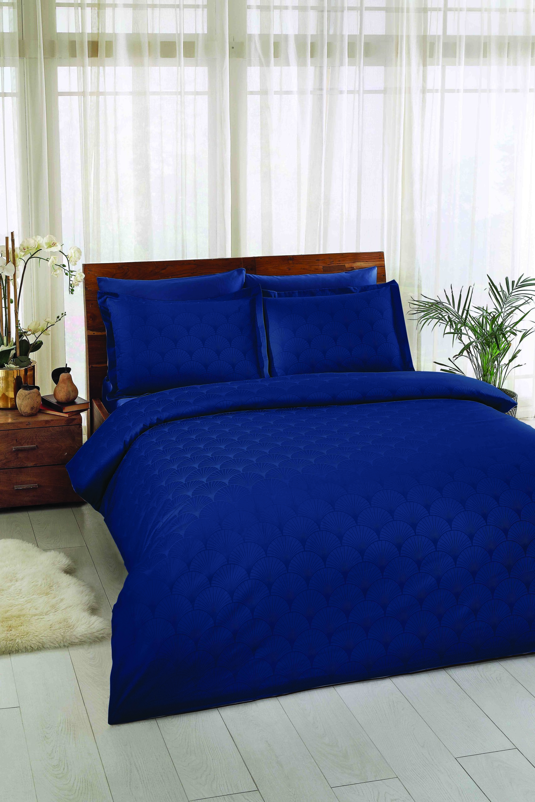 Комплект постельного белья TAC JAKAR SATEN NV.TK CROSS CK LACIVERT