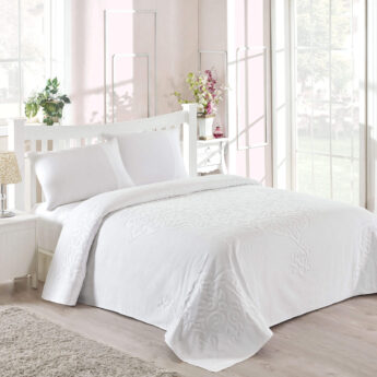 Махрове покривало/простирадло TAC YATAK ORTUSU KADIFE DAMA 220X200 FILDISI