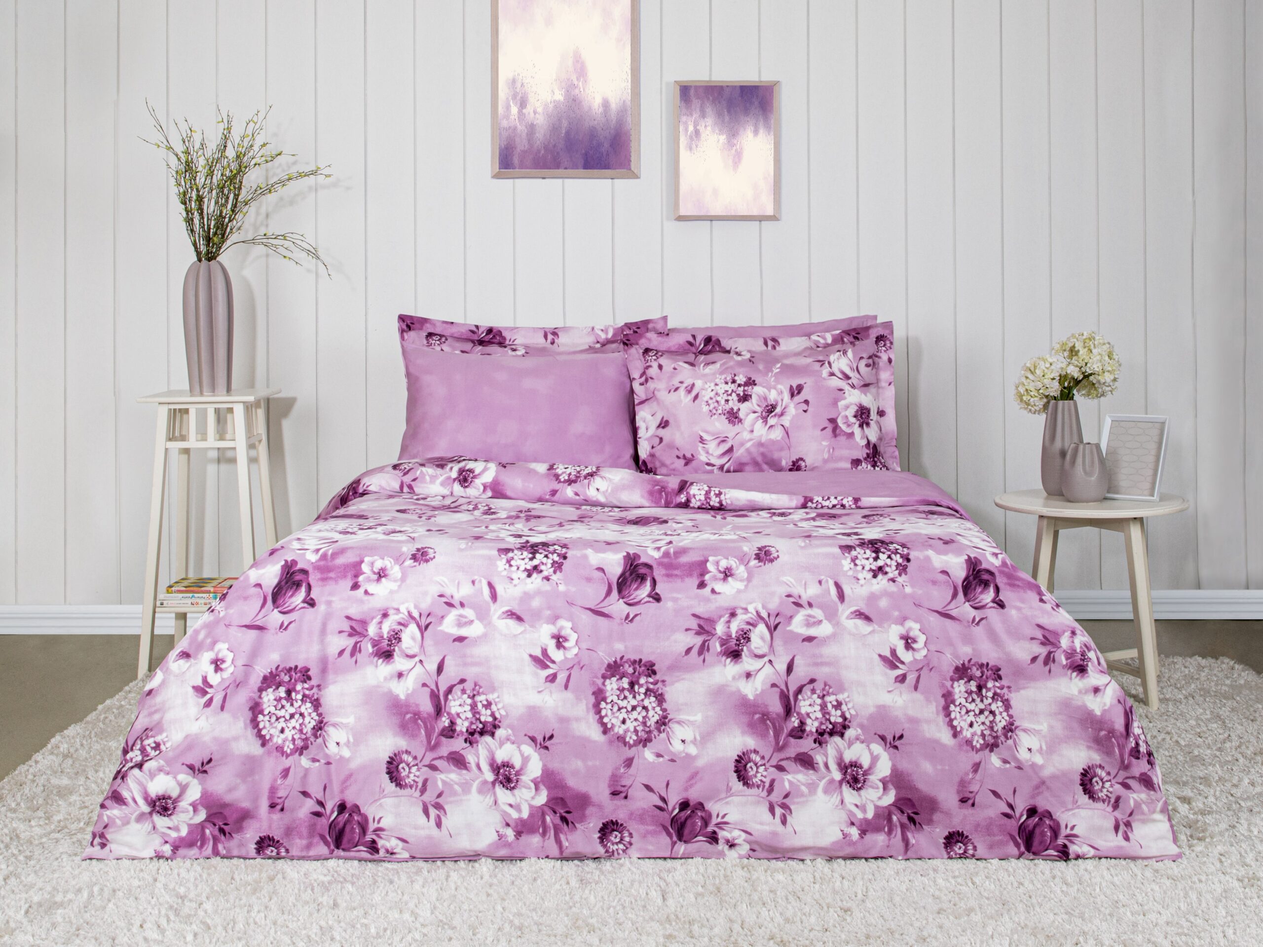 Двуспальный евро комплект TAC SATEN DELUX NV.TK VESTA CK V01-LILA
